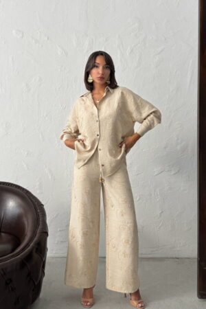 Beige Palazzo Pants With Drawstring Closure - Brand: Topshow - Women & Kids, Baby Clothes Wholesale - Globality Store