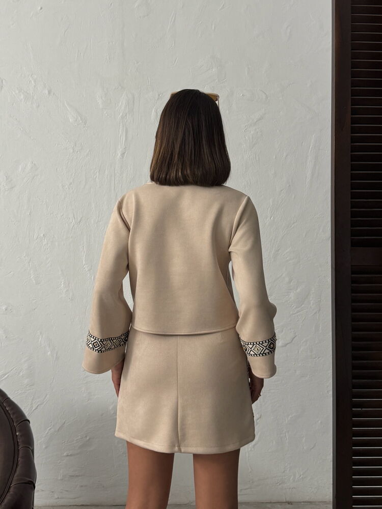 Beige Ethnic Casual Elegant Mini Bodycon Skirt