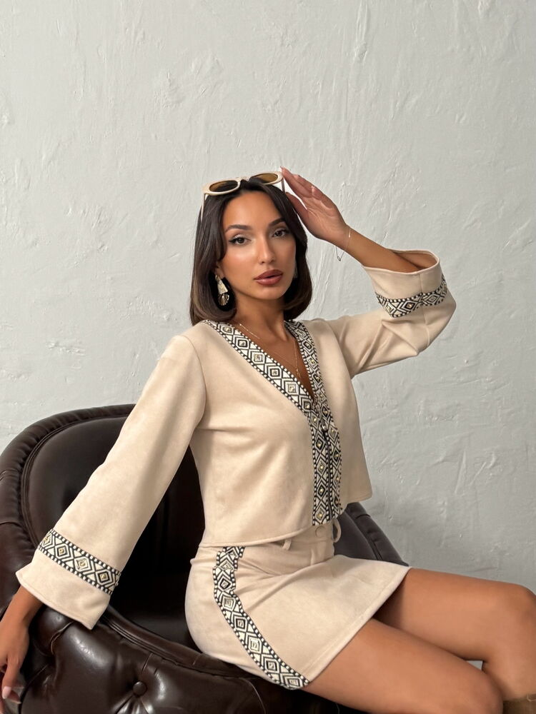 Beige Ethnic Casual Elegant Mini Bodycon Skirt