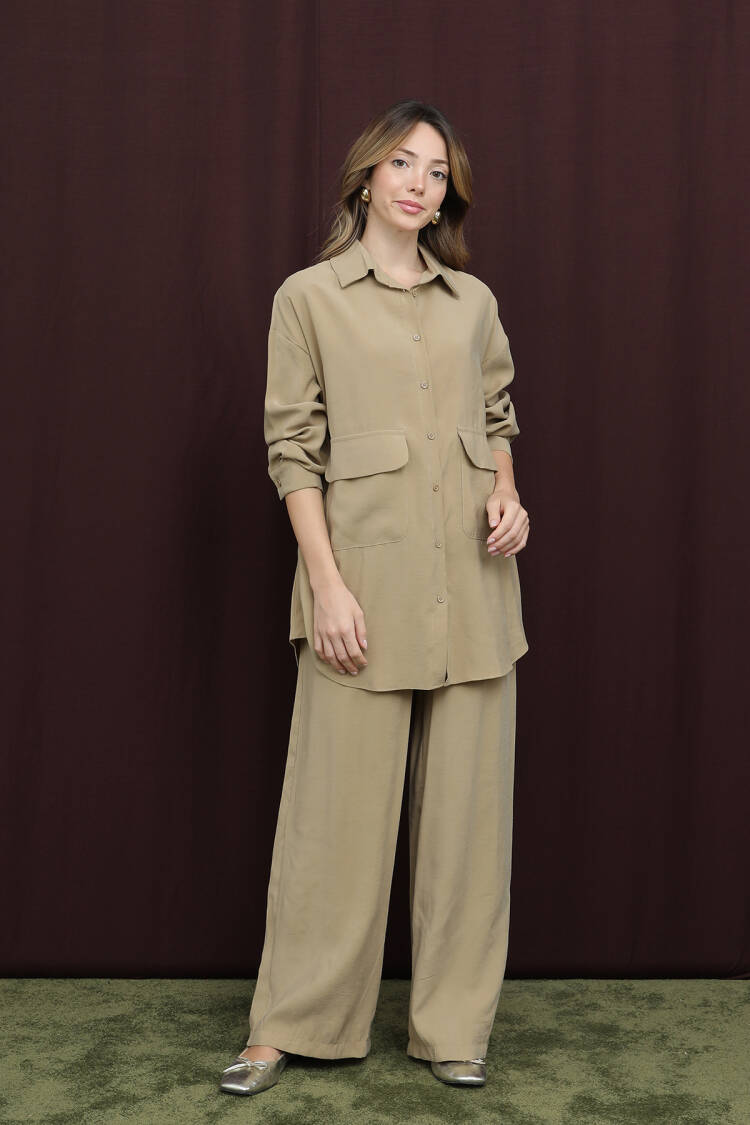 Khaki Casual Modest Elegant Set - Brand: Puane - Women & Kids, Baby Clothes Wholesale - Globality Store