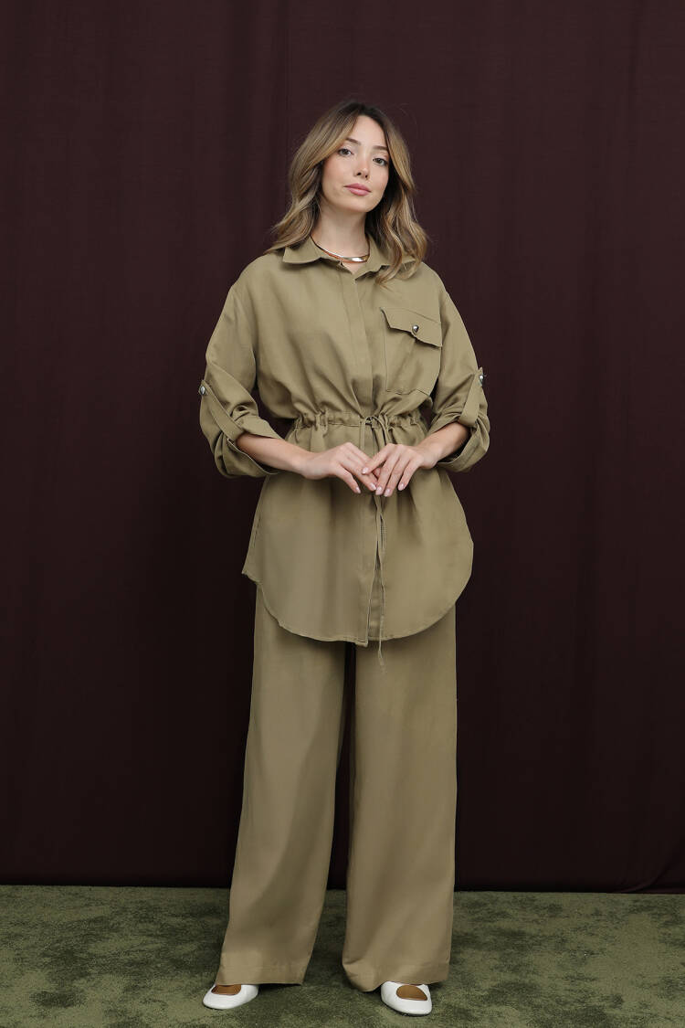 Khaki Modest Casual Elegant Set - Brand: Puane - Women & Kids, Baby Clothes Wholesale - Globality Store