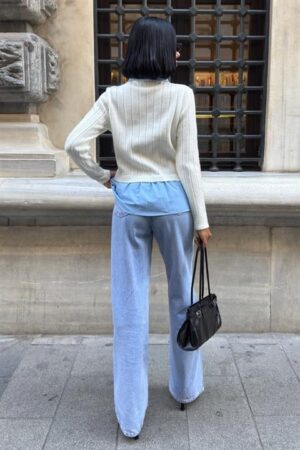 White Polo Neck Casual Sweater - Brand: Sobe Istanbul - Women & Kids, Baby Clothes Wholesale - Globality Store
