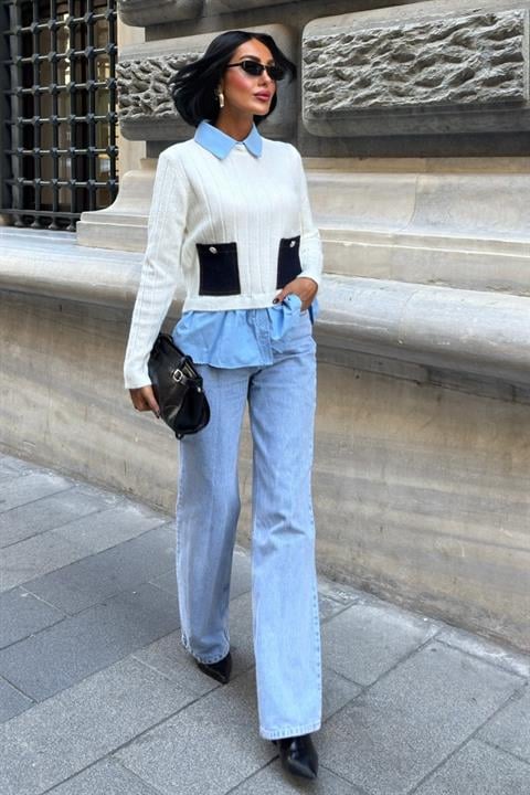 White Polo Neck Casual Sweater
