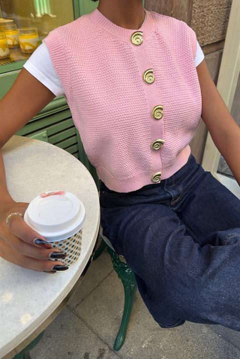 Casual Buttoned Crop Vest