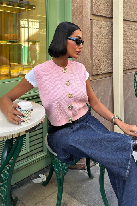 Casual Buttoned Crop Vest