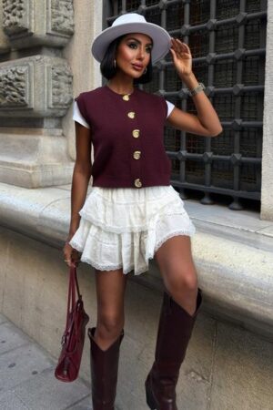 Crop Vest With Buttoned Closure - Brand: Sobe Istanbul - Women & Kids, Baby Clothes Wholesale - Globality Store