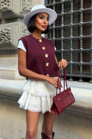 Crop Vest With Buttoned Closure - Brand: Sobe Istanbul - Women & Kids, Baby Clothes Wholesale - Globality Store