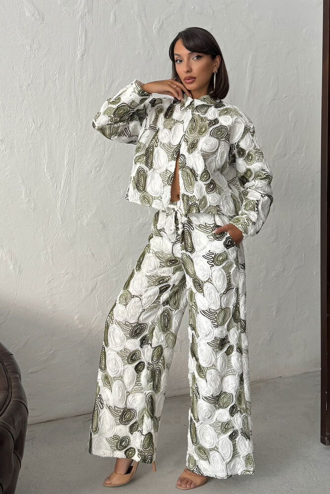 White Ethnic Palazzo Pants With High Waist