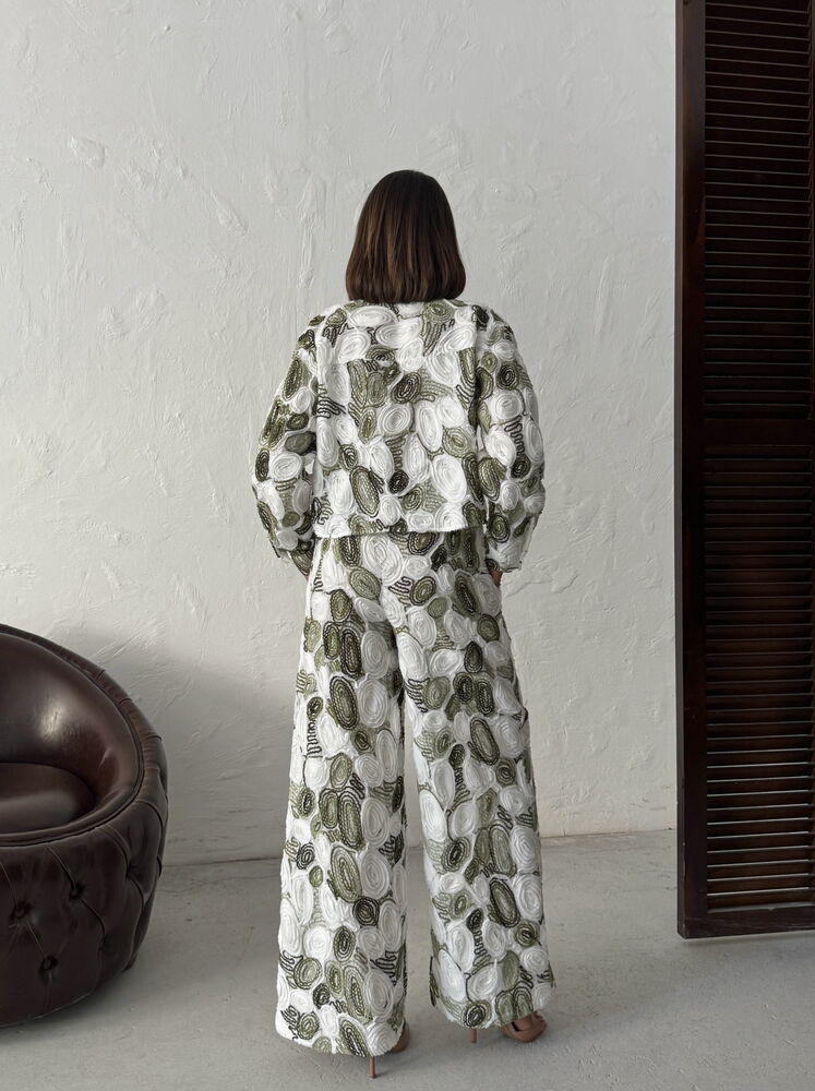 White Ethnic Palazzo Pants With High Waist