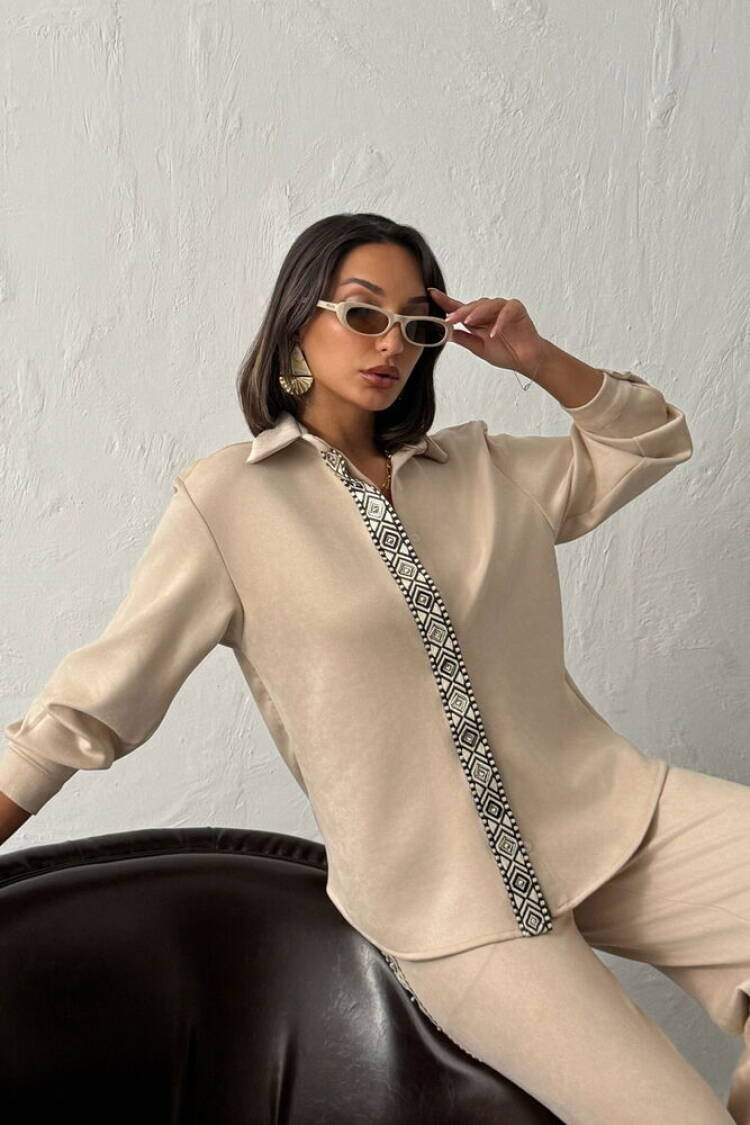 Beige Casual Elegant Modest Shirt - Brand: Topshow - Women & Kids, Baby Clothes Wholesale - Globality Store