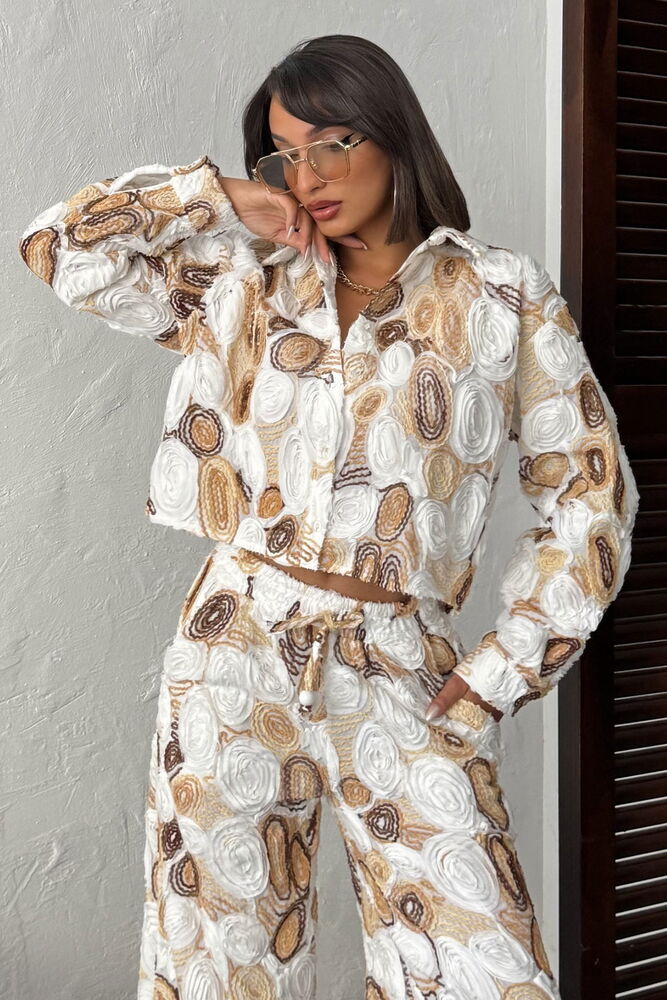 Beige Marble Casual Buttoned Shirt With Shawl Collar - Brand: Topshow - Women & Kids, Baby Clothes Wholesale - Globality Store
