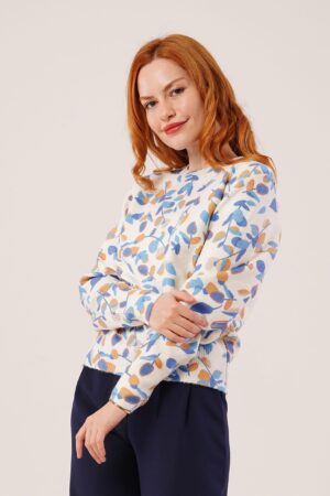 White Floral Crew Neck Sweater - Brand: Lustrin - Women & Kids, Baby Clothes Wholesale - Globality Store