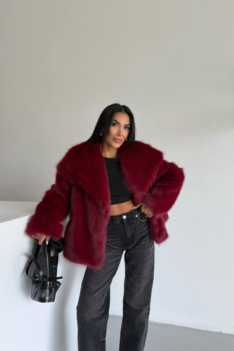 Fur Coat With Notched Collar - Brand: Mode Roy - Women & Kids, Baby Clothes Wholesale - Globality Store