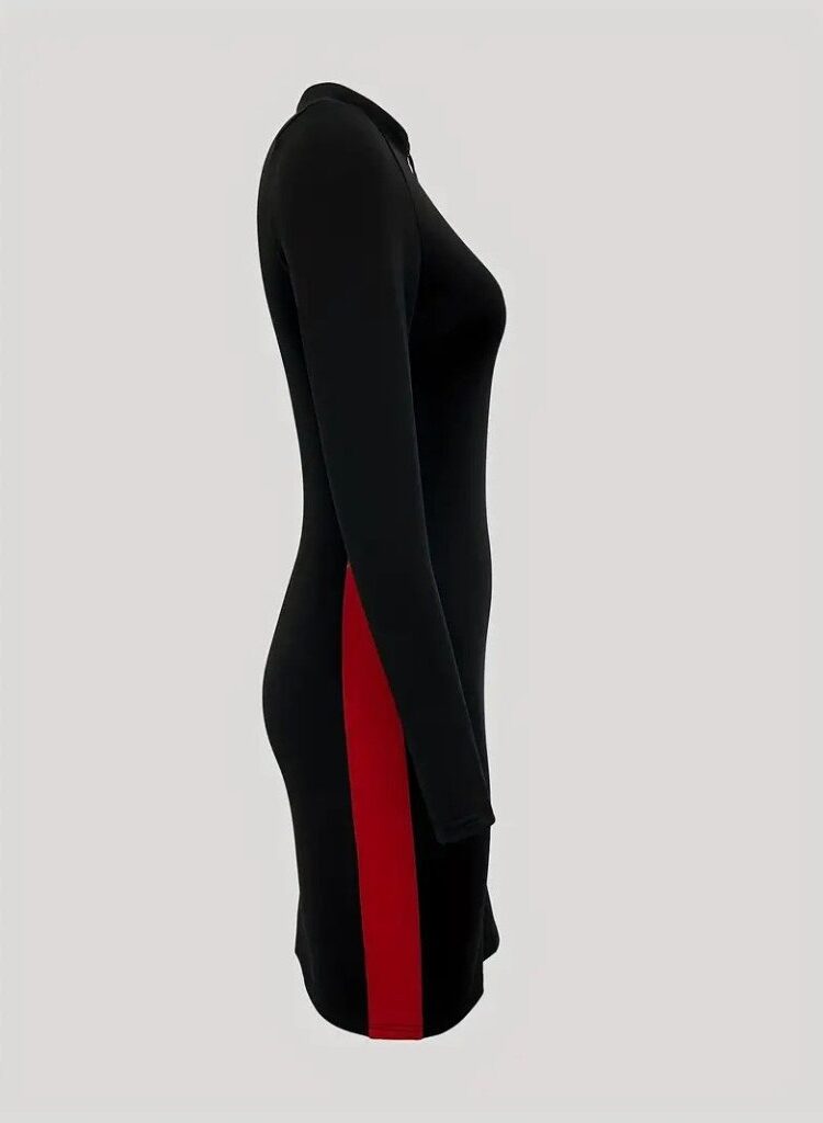 Black Bodycon Mini Dress With Long Sleeves