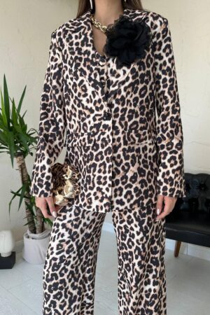 Beige Leopard Print Formal Set - Brand: Elisa - Women & Kids, Baby Clothes Wholesale - Globality Store