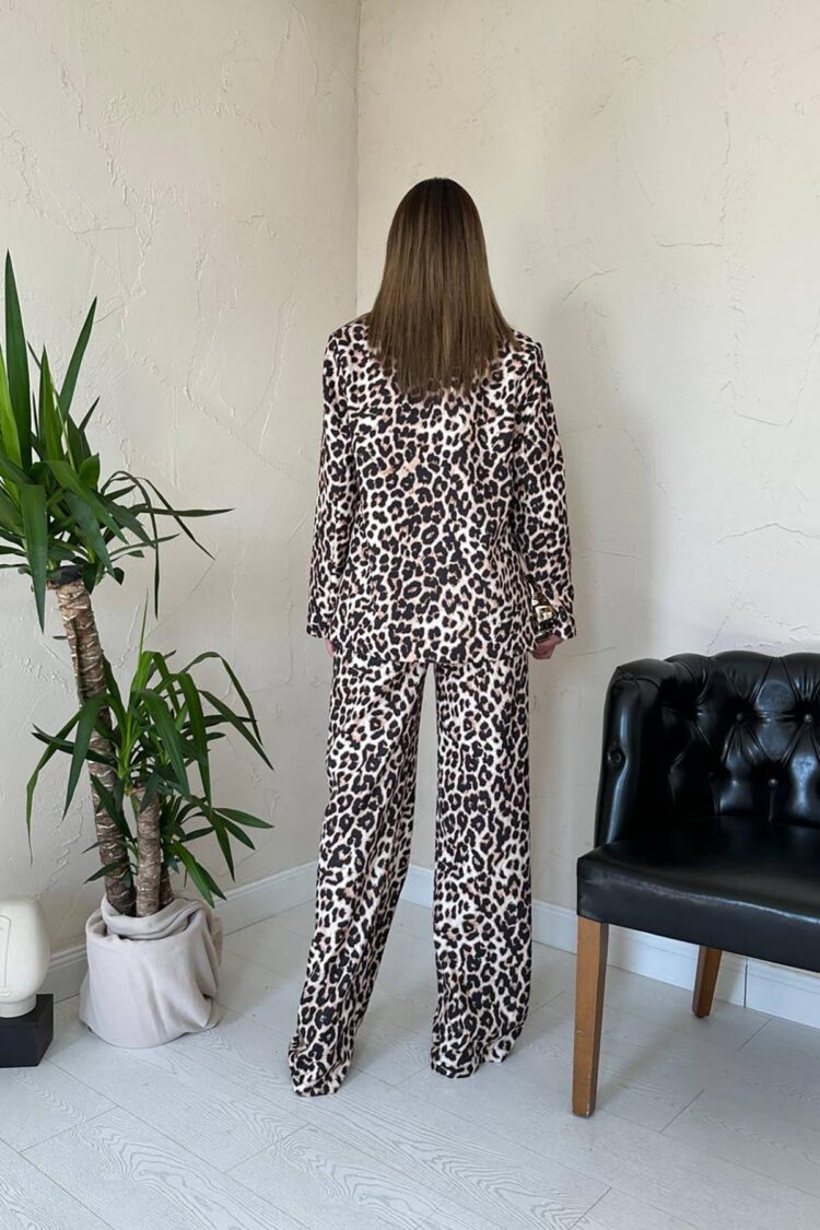 Beige Leopard Print Formal Set