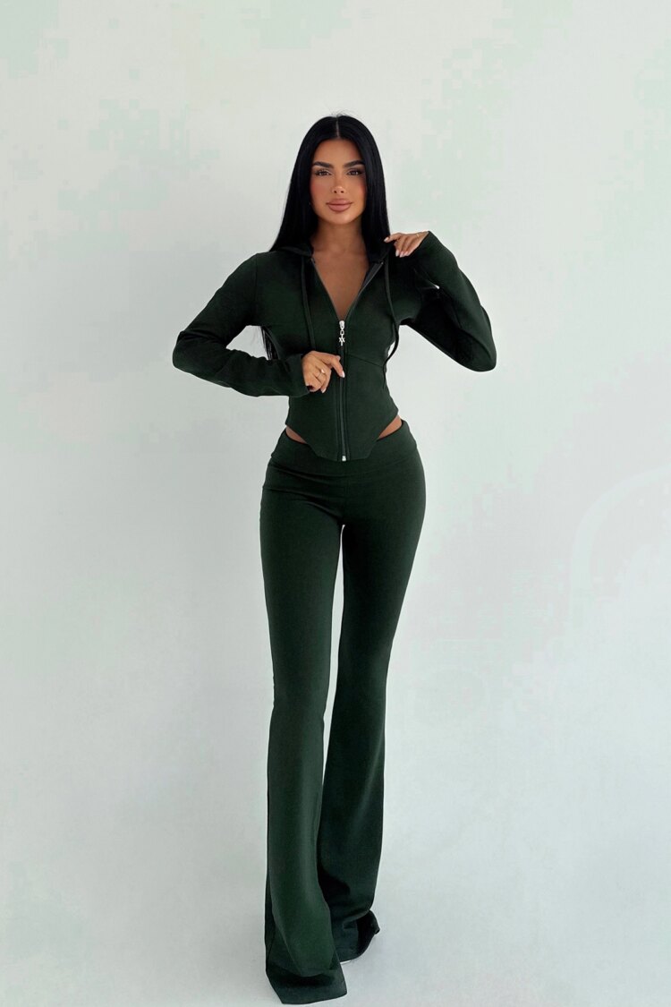 Black Tracksuit Slim Fit Zip Up With Hooded Neck - Brand: EYYO ATELIER - Women & Kids, Baby Clothes Wholesale - Globality Store