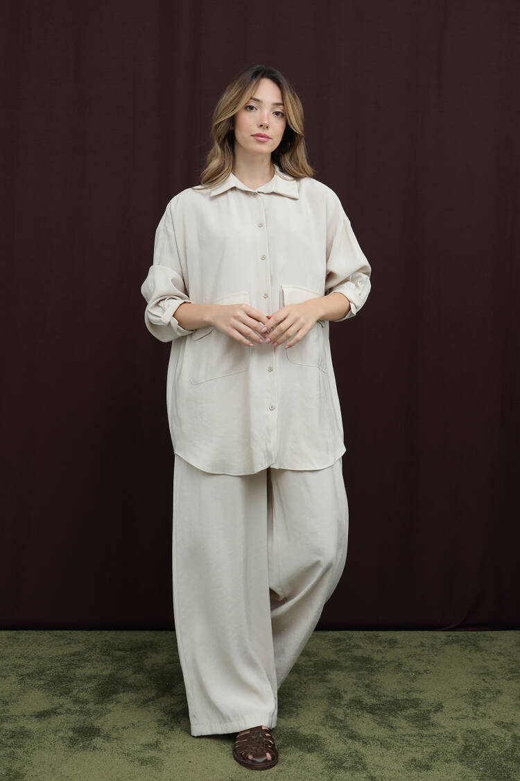 Beige Casual Elegant Oversized Set - Brand: Puane - Women & Kids, Baby Clothes Wholesale - Globality Store
