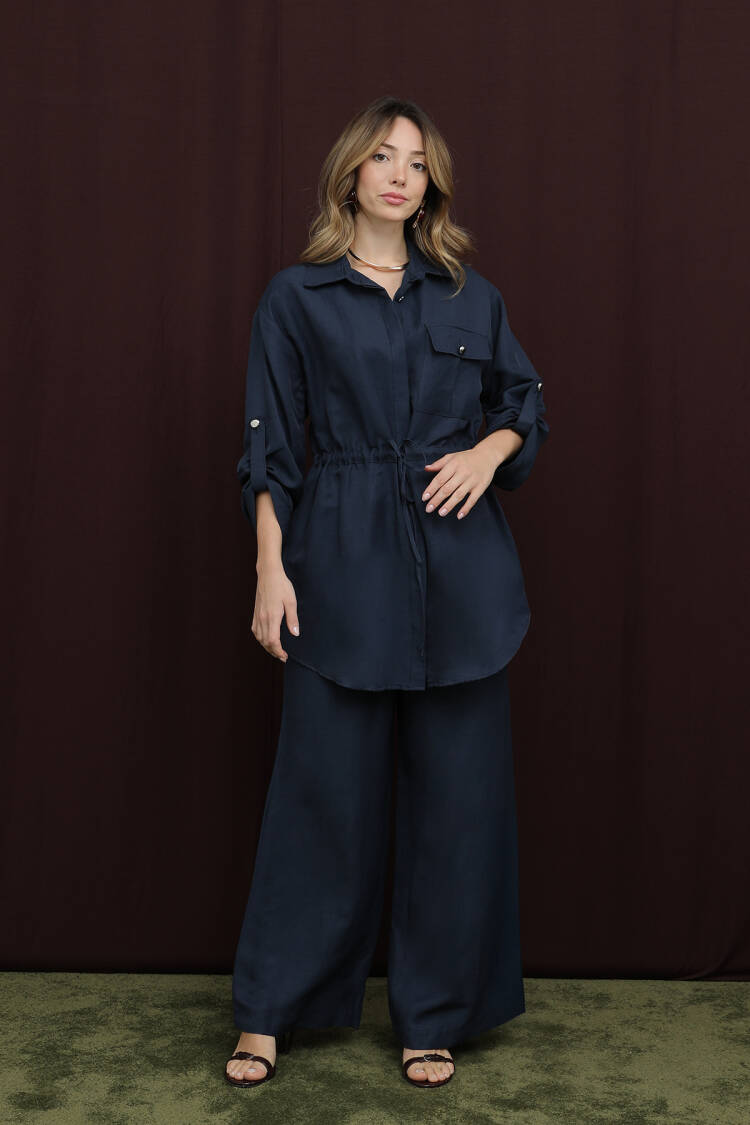 NavyElegant Set With Asymmetrical Mini Skirt - Brand: Puane - Women & Kids, Baby Clothes Wholesale - Globality Store