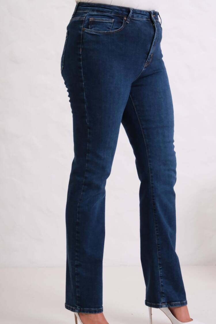 Blue Casual Plus Size Mom Jeans With High Waist