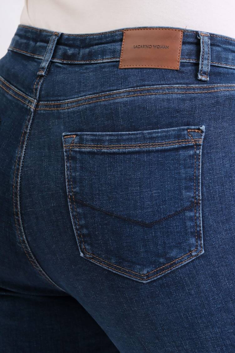 Blue Casual Plus Size Mom Jeans With High Waist