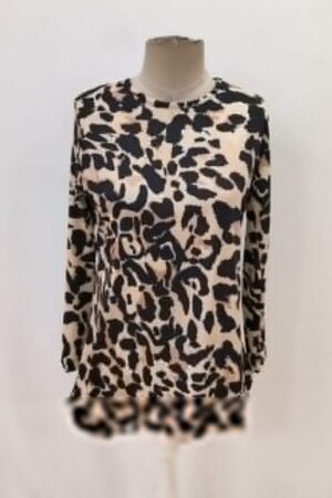 Beige Animal Print Oversized Blouse With Long Sleeves - Brand: Janes - Women & Kids, Baby Clothes Wholesale - Globality Store
