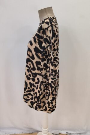 Beige Animal Print Oversized Blouse With Long Sleeves - Brand: Janes - Women & Kids, Baby Clothes Wholesale - Globality Store