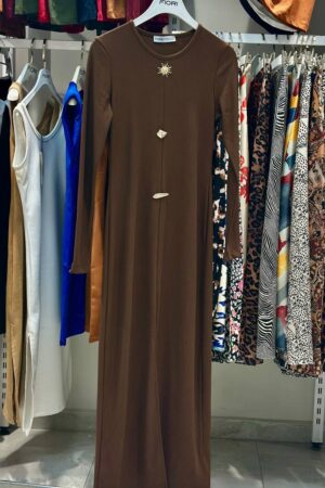 Brown Sheath Dress With Long Sleeves - Brand: Fiori - Women & Kids, Baby Clothes Wholesale - Globality Store