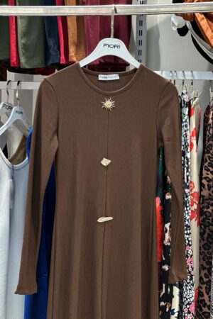 Brown Sheath Dress With Long Sleeves - Brand: Fiori - Women & Kids, Baby Clothes Wholesale - Globality Store