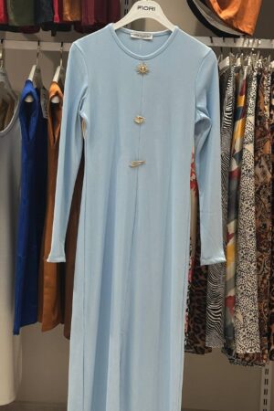 Blue Elegant Modest Shift Dress With Long Sleeves - Brand: Fiori - Women & Kids, Baby Clothes Wholesale - Globality Store