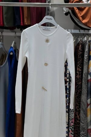 White Elegant Formal Sheath Dress With Long Sleeves - Brand: Fiori - Women & Kids, Baby Clothes Wholesale - Globality Store
