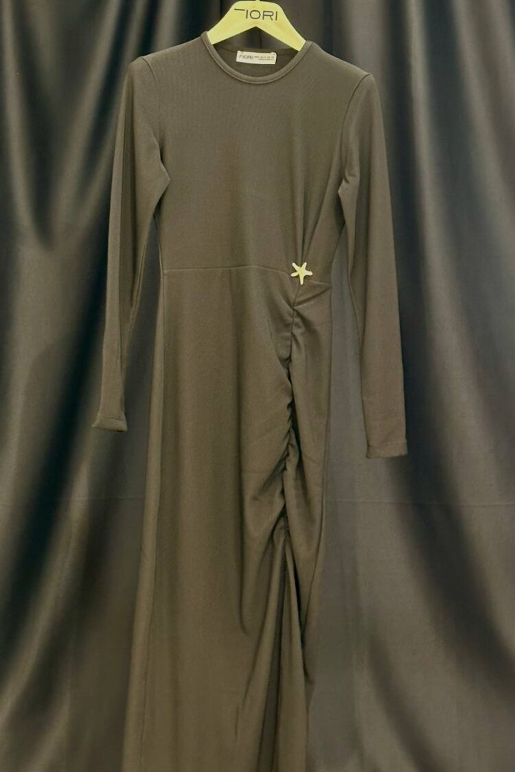 Khaki Modest Elegant Formal Dress