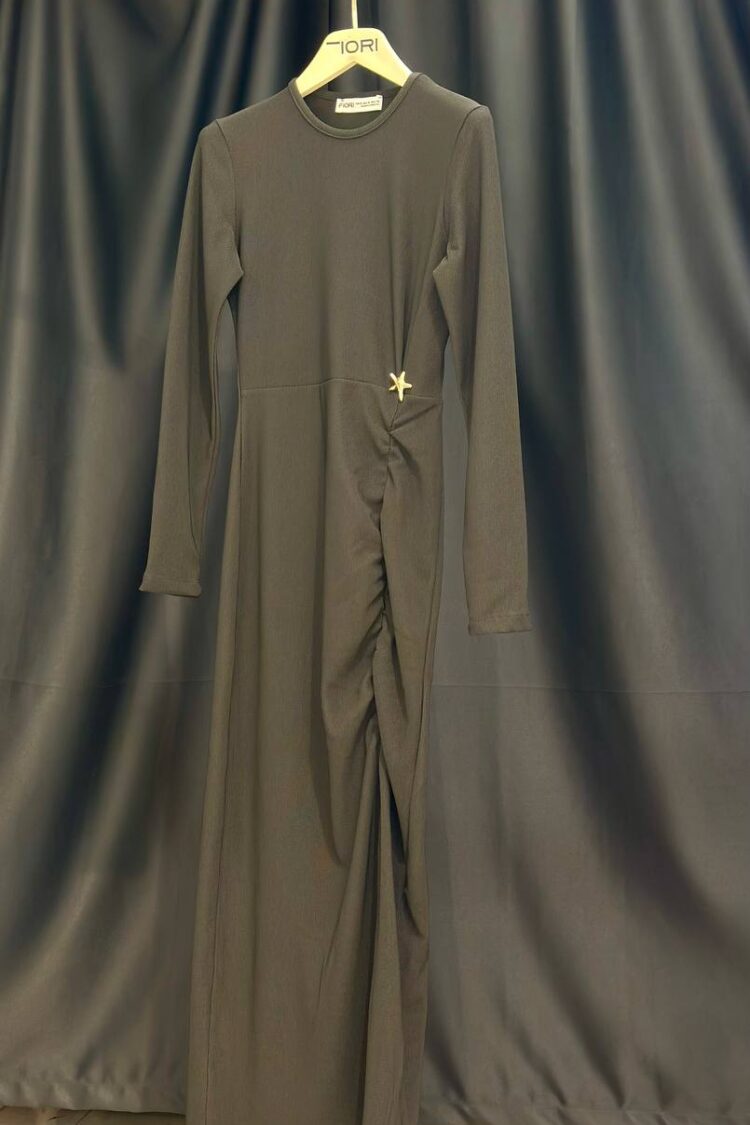 Khaki Modest Elegant Formal Dress