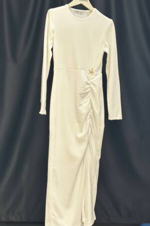 Elegant White Sheath Dress With Long Sleeves - Brand: Fiori - Women & Kids, Baby Clothes Wholesale - Globality Store