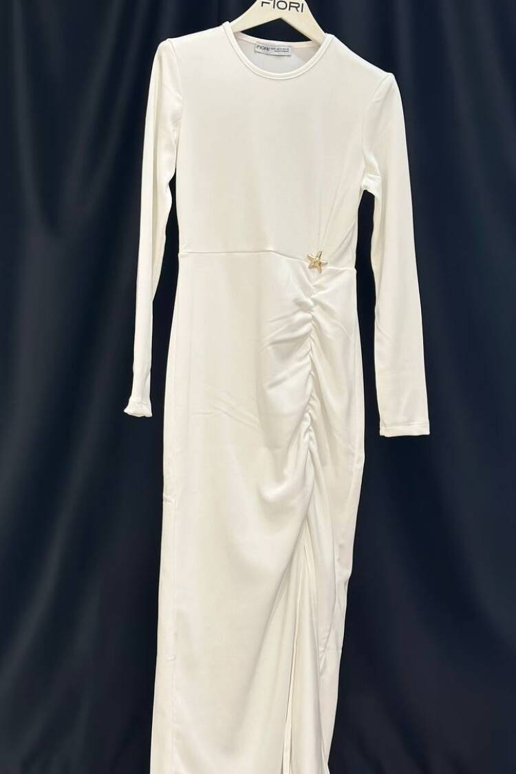 Elegant White Sheath Dress With Long Sleeves