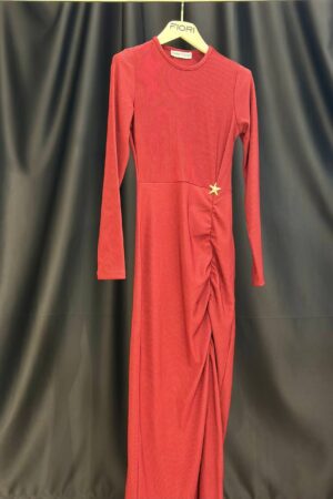 Elegant Red Sheath Dress With Long Sleeves - Brand: Fiori - Women & Kids, Baby Clothes Wholesale - Globality Store