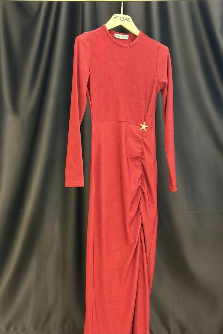 Elegant Red Sheath Dress With Long Sleeves - Brand: Fiori - Women & Kids, Baby Clothes Wholesale - Globality Store