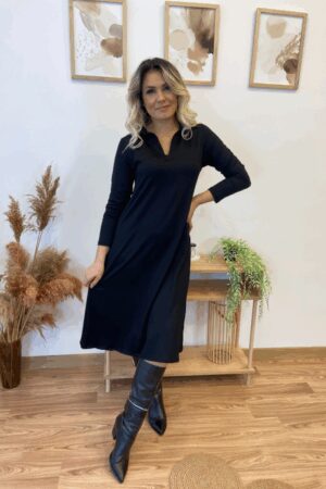 Black A-Line Modest Elegant Midi Dress - Brand: Janes - Women & Kids, Baby Clothes Wholesale - Globality Store