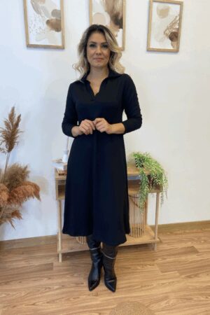 Black A-Line Modest Elegant Midi Dress - Brand: Janes - Women & Kids, Baby Clothes Wholesale - Globality Store