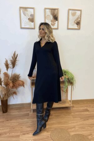 Black A-Line Modest Elegant Midi Dress - Brand: Janes - Women & Kids, Baby Clothes Wholesale - Globality Store