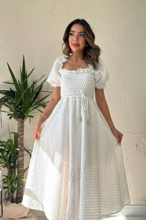 White Elegant Fit And Flare Maxi Dress - Brand: Elisa - Women & Kids, Baby Clothes Wholesale - Globality Store