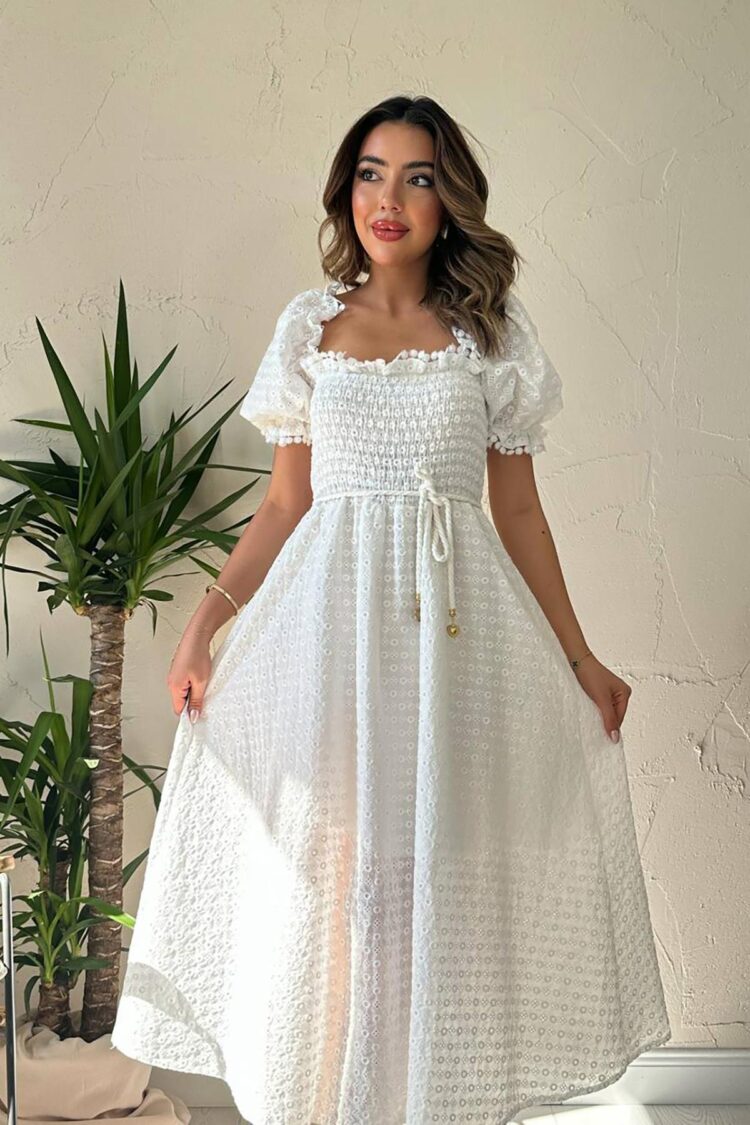 White Elegant Fit And Flare Maxi Dress
