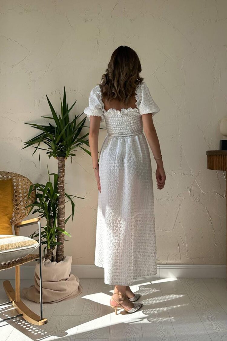 White Elegant Fit And Flare Maxi Dress