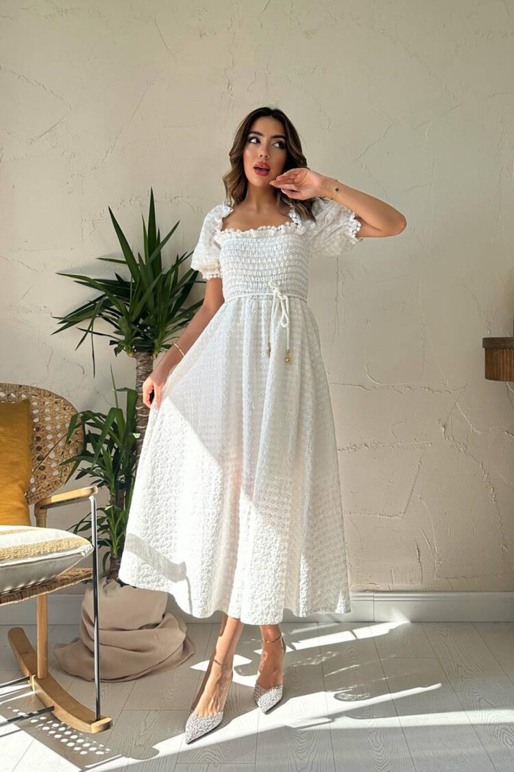 White Elegant Fit And Flare Maxi Dress