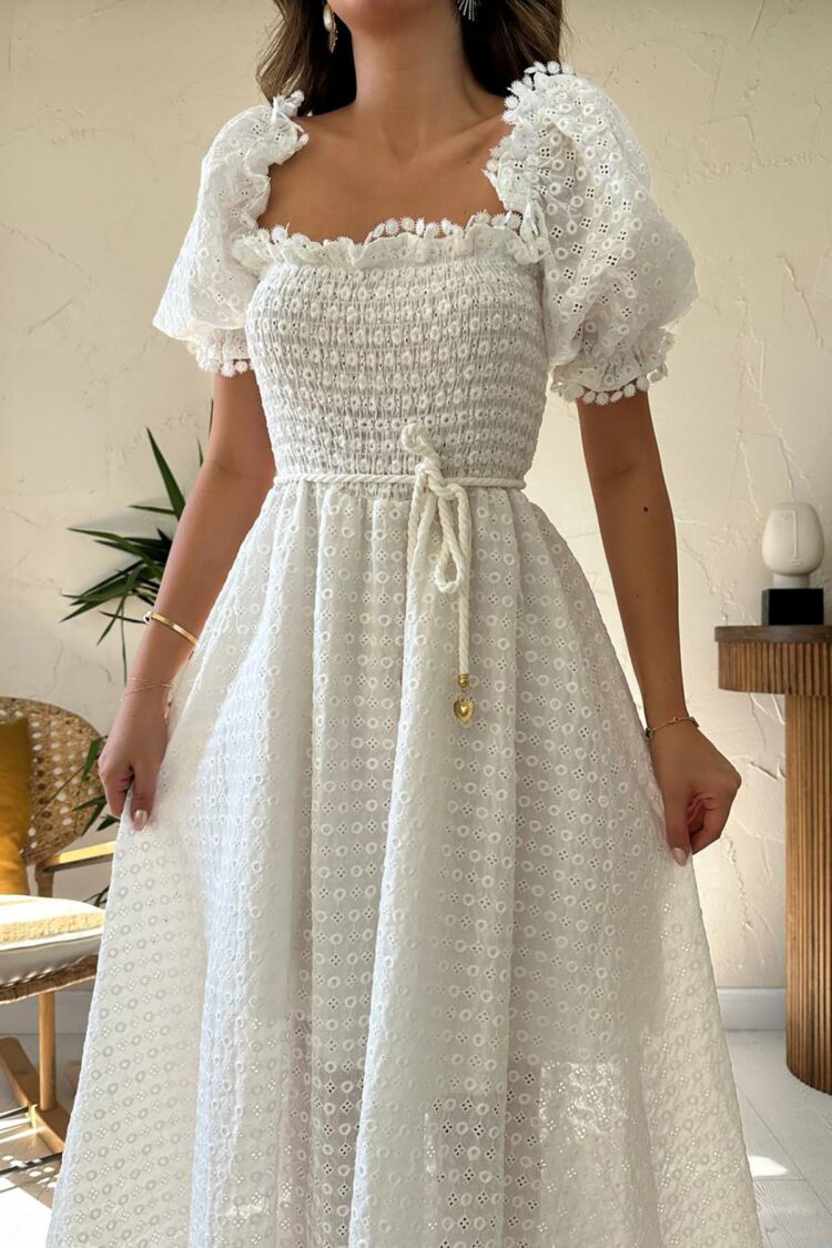 White Elegant Fit And Flare Maxi Dress
