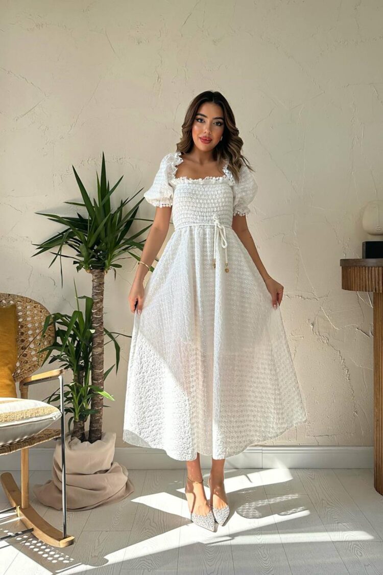 White Elegant Fit And Flare Maxi Dress - Brand: Elisa - Women & Kids, Baby Clothes Wholesale - Globality Store