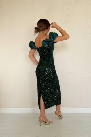 Elegant Green Sequined Sheath Dress - Brand: Elisa - Women & Kids, Baby Clothes Wholesale - Globality Store