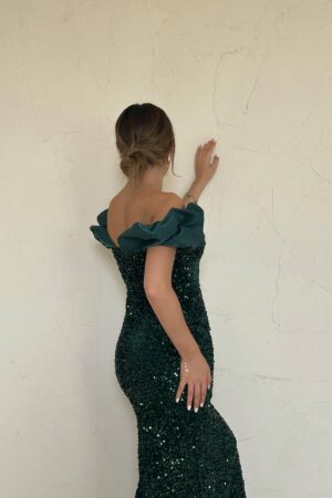Elegant Green Sequined Sheath Dress - Brand: Elisa - Women & Kids, Baby Clothes Wholesale - Globality Store