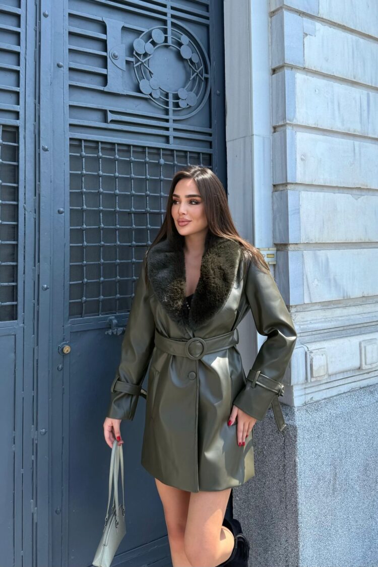Green Elegant Slim Fit Single-Breasted Coat