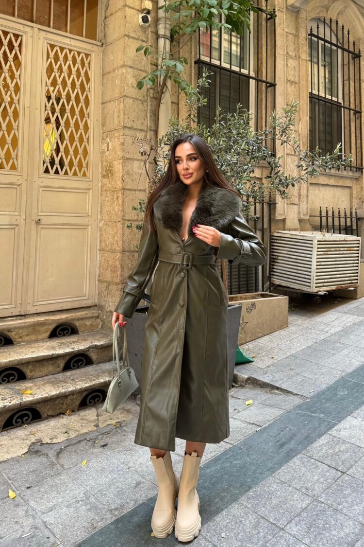 Green Elegant Slim Fit Single-Breasted Coat